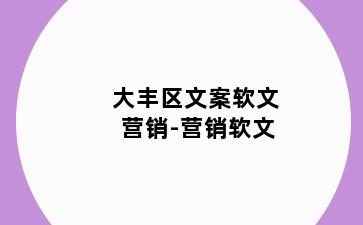 大丰区文案软文营销-营销软文