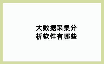 大数据采集分析软件有哪些