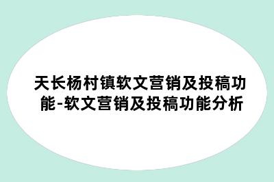 天长杨村镇软文营销及投稿功能-软文营销及投稿功能分析