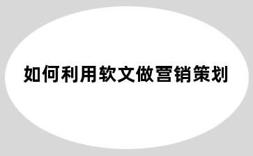 如何利用软文做营销策划