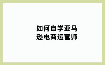 如何自学亚马逊电商运营师