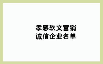 孝感软文营销诚信企业名单