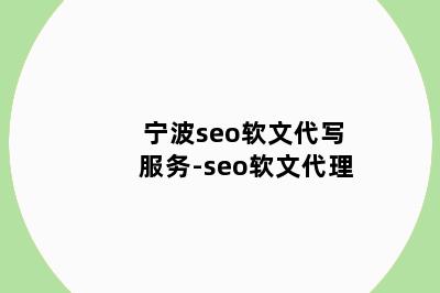 宁波seo软文代写服务-seo软文代理