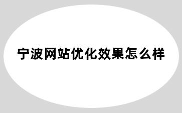 宁波网站优化效果怎么样