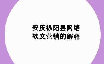 安庆枞阳县网络软文营销的解释