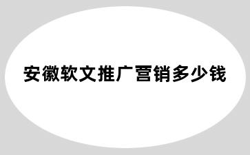 安徽软文推广营销多少钱