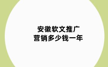 安徽软文推广营销多少钱一年