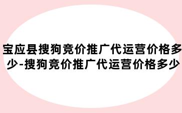 宝应县搜狗竞价推广代运营价格多少-搜狗竞价推广代运营价格多少合适