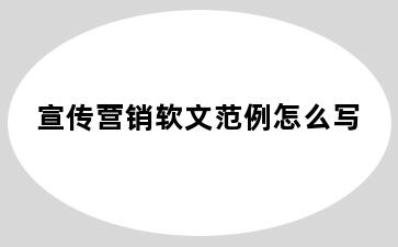 宣传营销软文范例怎么写