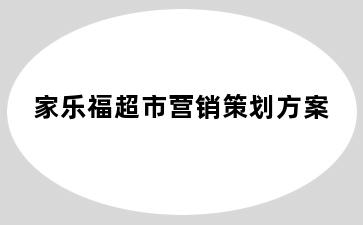 家乐福超市营销策划方案