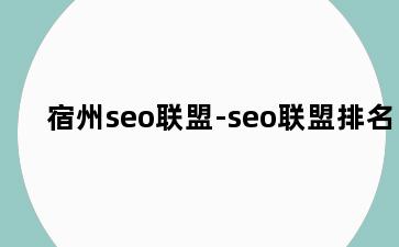 宿州seo联盟-seo联盟排名