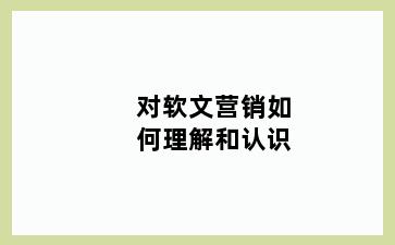 对软文营销如何理解和认识