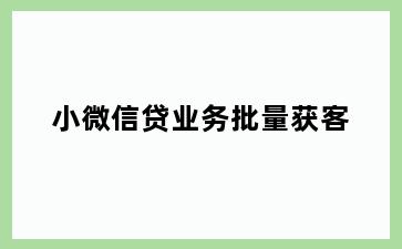 小微信贷业务批量获客