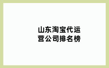 山东淘宝代运营公司排名榜