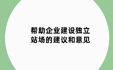 帮助企业建设独立站场的建议和意见