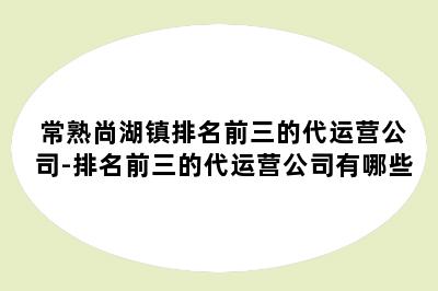 常熟尚湖镇排名前三的代运营公司-排名前三的代运营公司有哪些