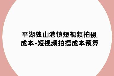 平湖独山港镇短视频拍摄成本-短视频拍摄成本预算