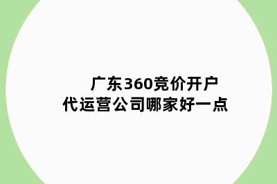 广东360竞价开户代运营公司哪家好一点