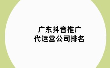 广东抖音推广代运营公司排名