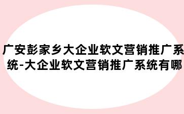 广安彭家乡大企业软文营销推广系统-大企业软文营销推广系统有哪些