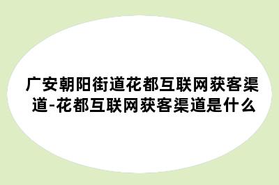 广安朝阳街道花都互联网获客渠道-花都互联网获客渠道是什么