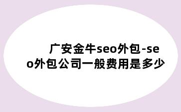 广安金牛seo外包-seo外包公司一般费用是多少