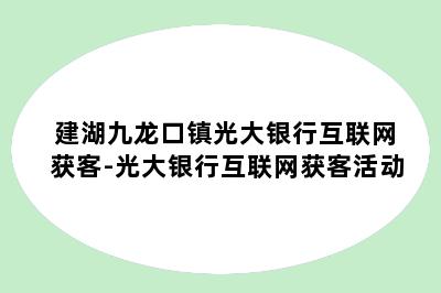 建湖九龙口镇光大银行互联网获客-光大银行互联网获客活动