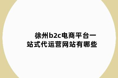 徐州b2c电商平台一站式代运营网站有哪些