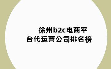 徐州b2c电商平台代运营公司排名榜