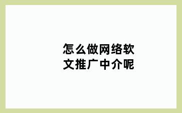 怎么做网络软文推广中介呢