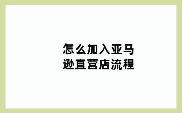 怎么加入亚马逊直营店流程