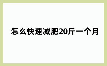 怎么快速减肥20斤一个月