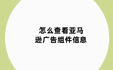 怎么查看亚马逊广告组件信息