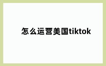 怎么运营美国tiktok