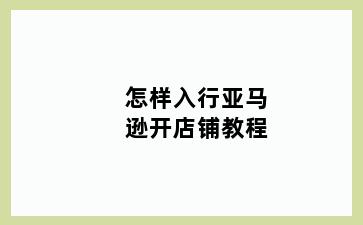 怎样入行亚马逊开店铺教程