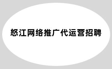 怒江网络推广代运营招聘