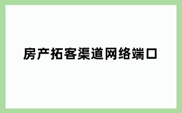 房产拓客渠道网络端口