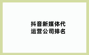 抖音新媒体代运营公司排名