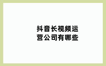 抖音长视频运营公司有哪些