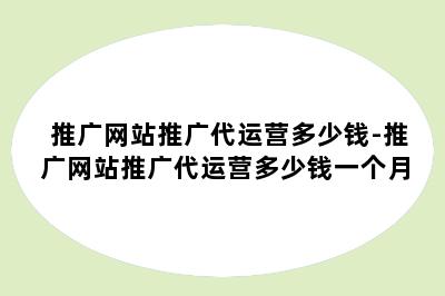 推广网站推广代运营多少钱-推广网站推广代运营多少钱一个月