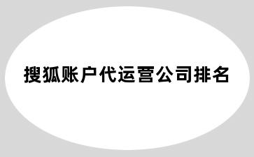 搜狐账户代运营公司排名