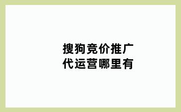 搜狗竞价推广代运营哪里有