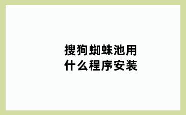 搜狗蜘蛛池用什么程序安装