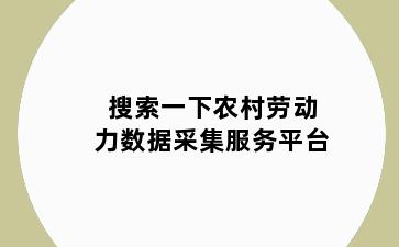 搜索一下农村劳动力数据采集服务平台