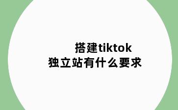 搭建tiktok独立站有什么要求