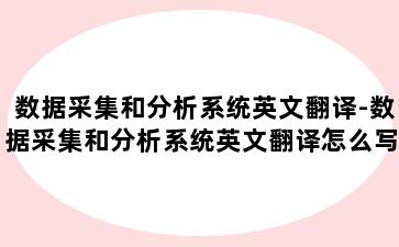 数据采集和分析系统英文翻译-数据采集和分析系统英文翻译怎么写