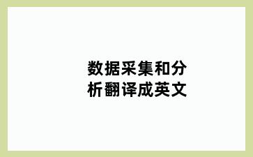 数据采集和分析翻译成英文