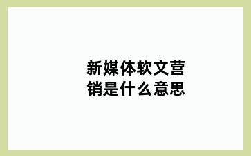 新媒体软文营销是什么意思