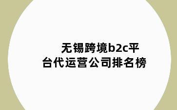 无锡跨境b2c平台代运营公司排名榜