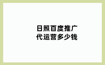 日照百度推广代运营多少钱